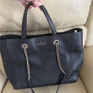 Kate Spade Black Tote with Silver Chain Accents